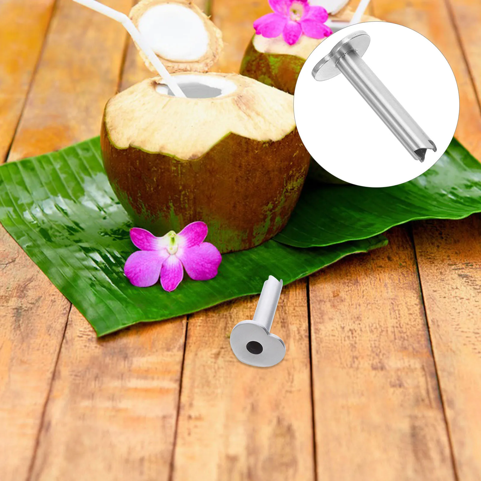 

2pcs Coconut Opener Tool Stainless Steel Portable Hole Puncher For Home Outdoor Kitchen Bar Use Easy Coconut Opening