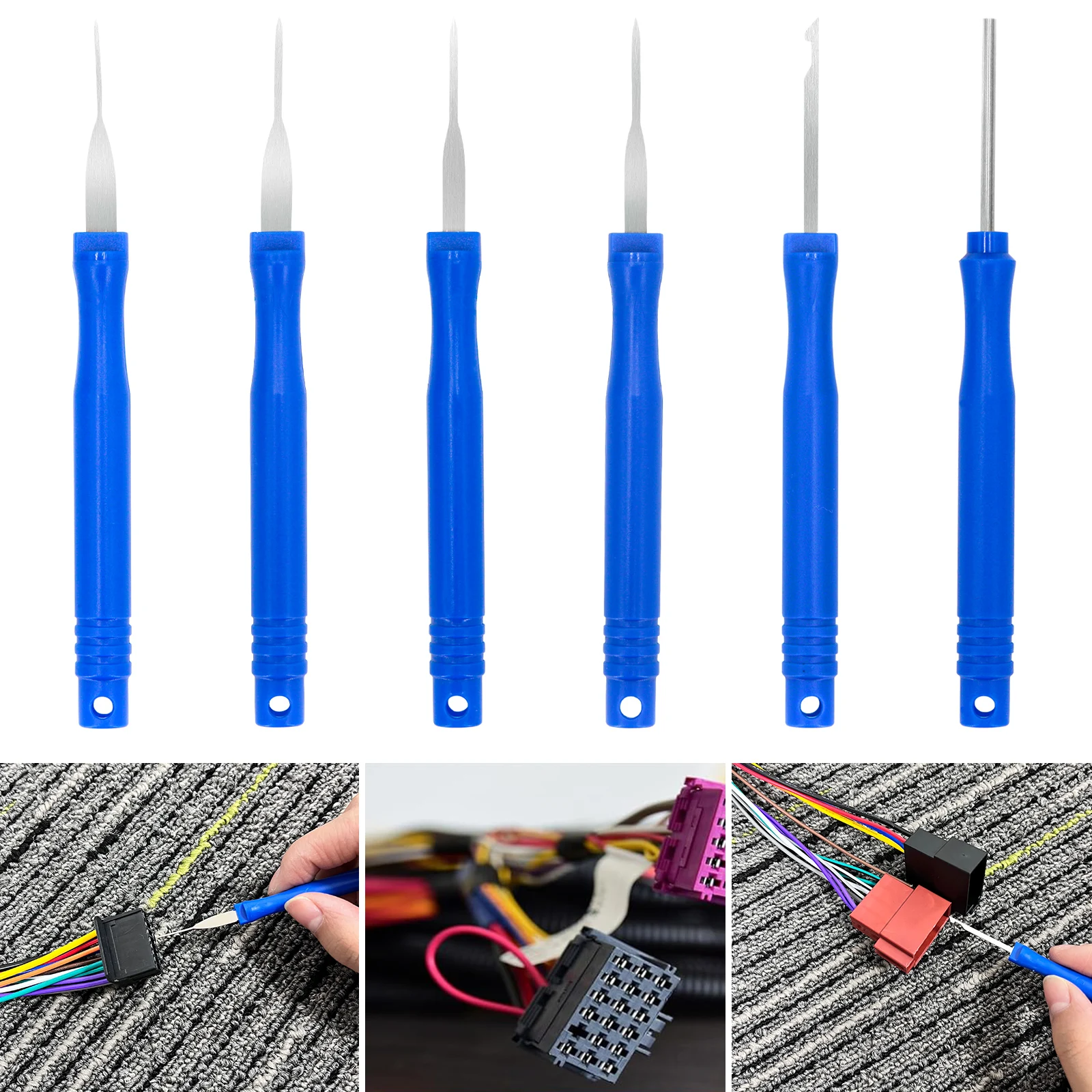 6Pcs Upgraded Blue Electrical Pin Removal Tool Kit Electrical Wire Connector Pin Release Tool Automotive Terminal Release Kit