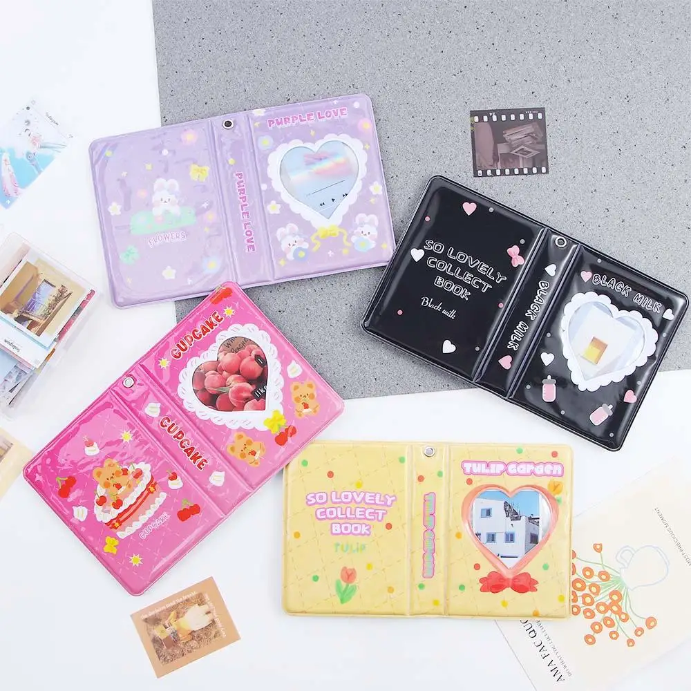 Cute Bear Strawberry Cake 3 Inch Polaroid Album Star Love Bean Album Small Card Storage Book Lace Heart Cutout