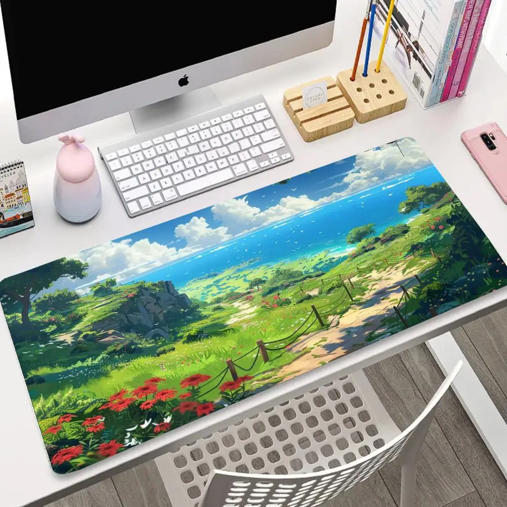 

Исцеляющий пейзаж, аниме, коврик для мыши, настольный коврик, игровые коврики, аксессуары для ПК, клавиатура, расширительные коврики, резиновая противоскользящая основа, блокировка краев