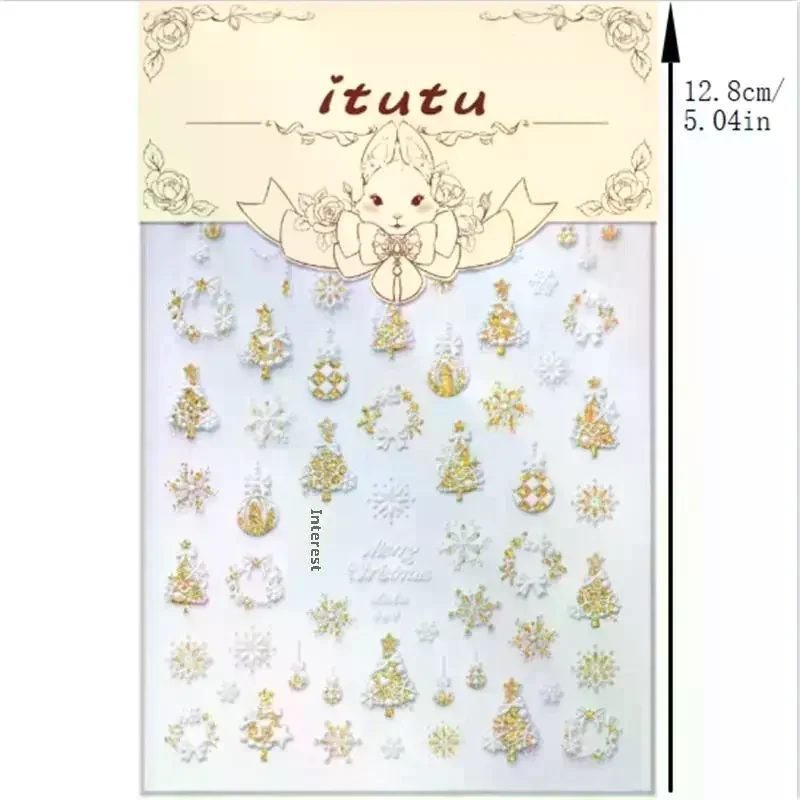 Cute Christmas Style Bow Colorful Snowflake Christmas Tree Nail Art Stickers Girly Nail Art Print Stickers Women Nail Decor Gift