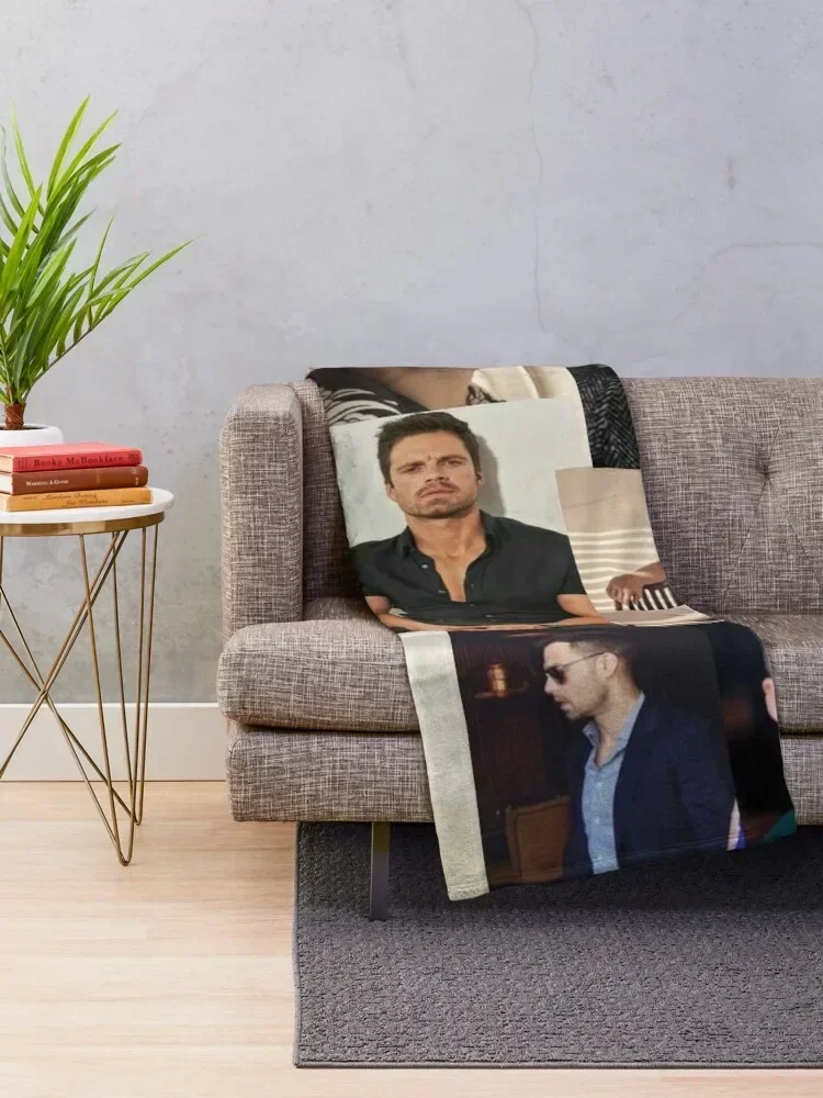 Sebastian stan collage Throw Blanket Winter beds Blankets For Baby Flannel Blankets