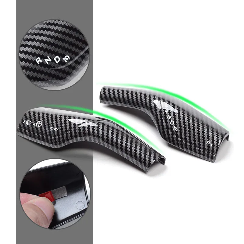 Car Column Carbon Fiber Shift Knob Cover Steering Wheel Shift Protection Cover For Tesla Model 3 2019-2022 Model Y 2019-2023 view 5