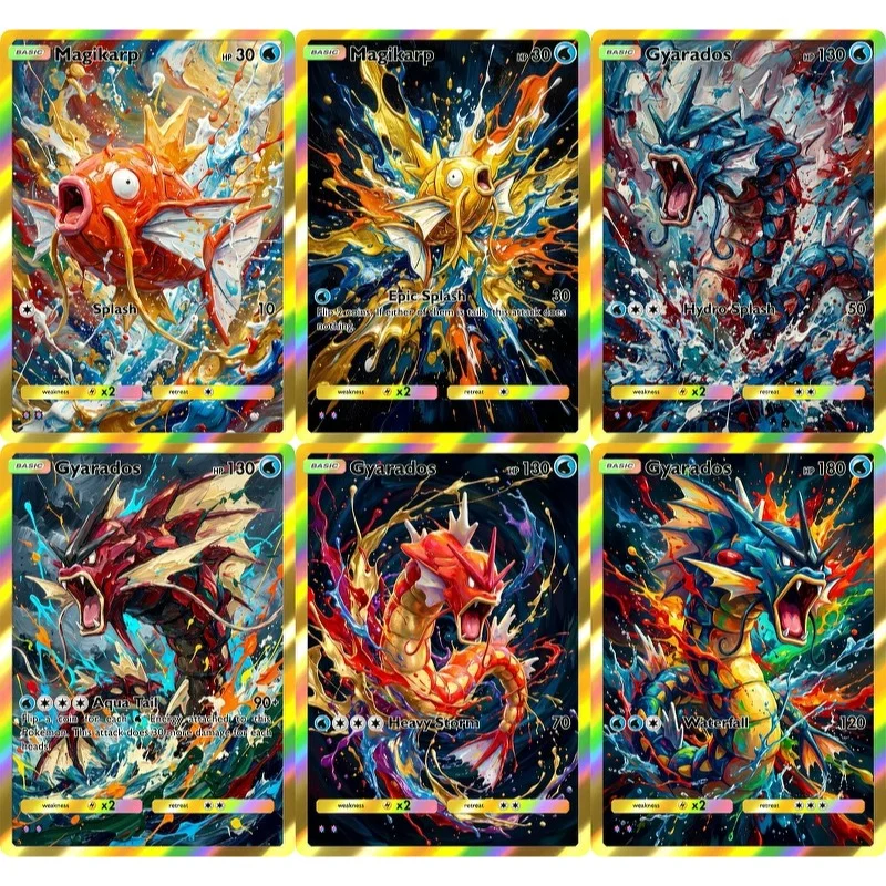 Pokemon-Karten Gyarados Magikarp PTCG-Karten Kreativität Seltene Holo-Anime-Sammelkarten Pokemon-Geschenk