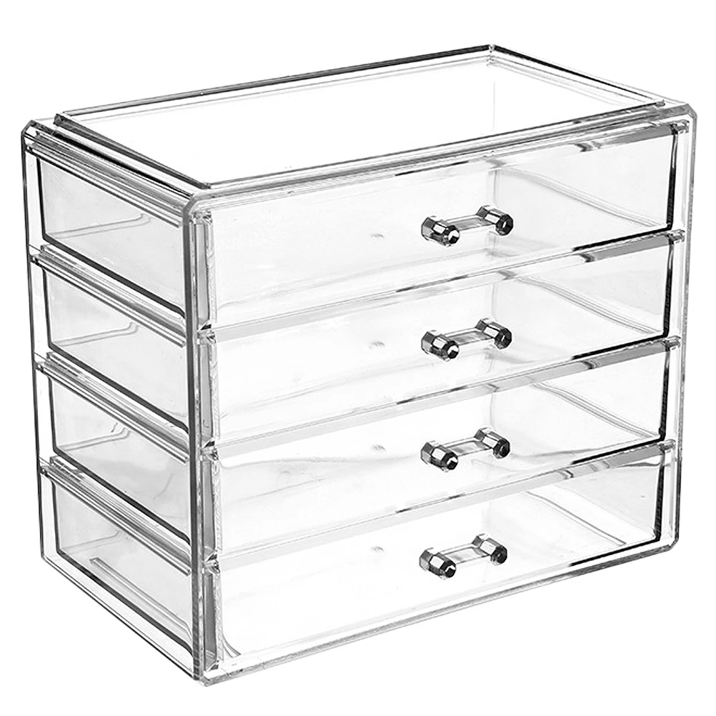 

Makeup Storage Box Transparent Acrylic Cosmetics Storage Case Four Drawer Type Cosmetics Box for Home Use Makeup organizer