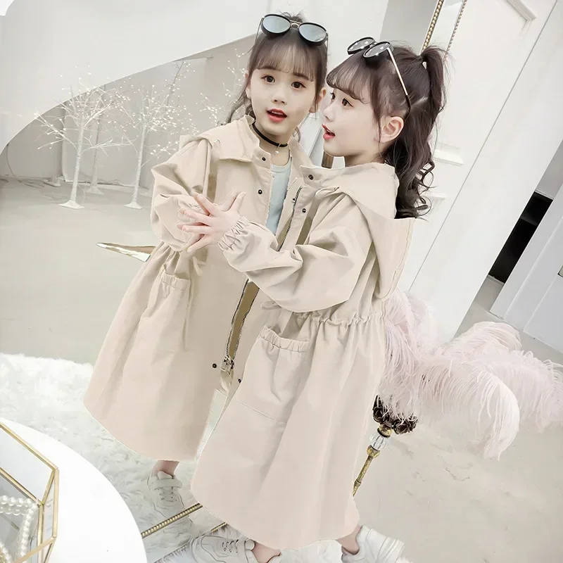 4 6 8 10 12 14 سنة ربيع كبير الأطفال سترة واقية طويلة جاكيتات معطف فتاة الملابس للمراهقين الاطفال الطفل خندق معطف 2023 جديد #5