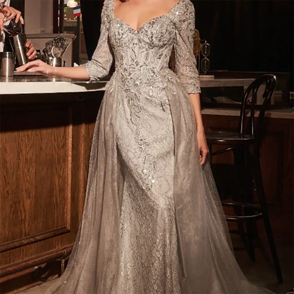 

Элегантные аппликации с коротким рукавом и кружевом Русалка Вечерние платья День рождения Пром платья по индивидуальному заказу