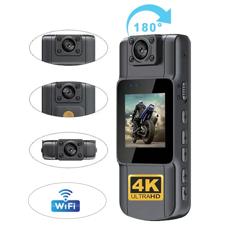 4K HD WiFi Mini Camera Portable Digital Video Recorder Cycling BodyCam Infrared Night Vision Police Camera Small Bike Camcorder