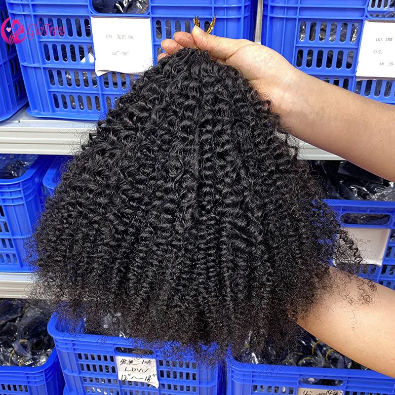 

Афро-кудрявые вьющиеся 4c человеческие волосы без узлов, вязанные крючком волосы, невидимые для плетения для женщин, 26 дюймов, волосы Virgin Remy, 100 г