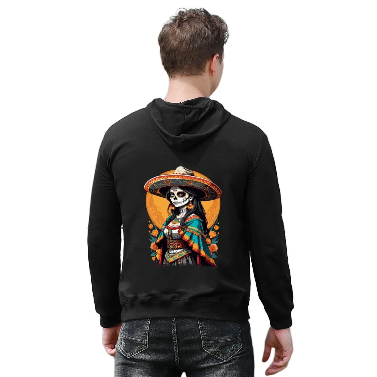 مبدع السكر الجمجمة المكسيك الجمجمة الشارع الشهير هوديي الملابس الجمالية معطف الرجال الخريف الخريف الملابس الجديدة في هوديس والبلوزات