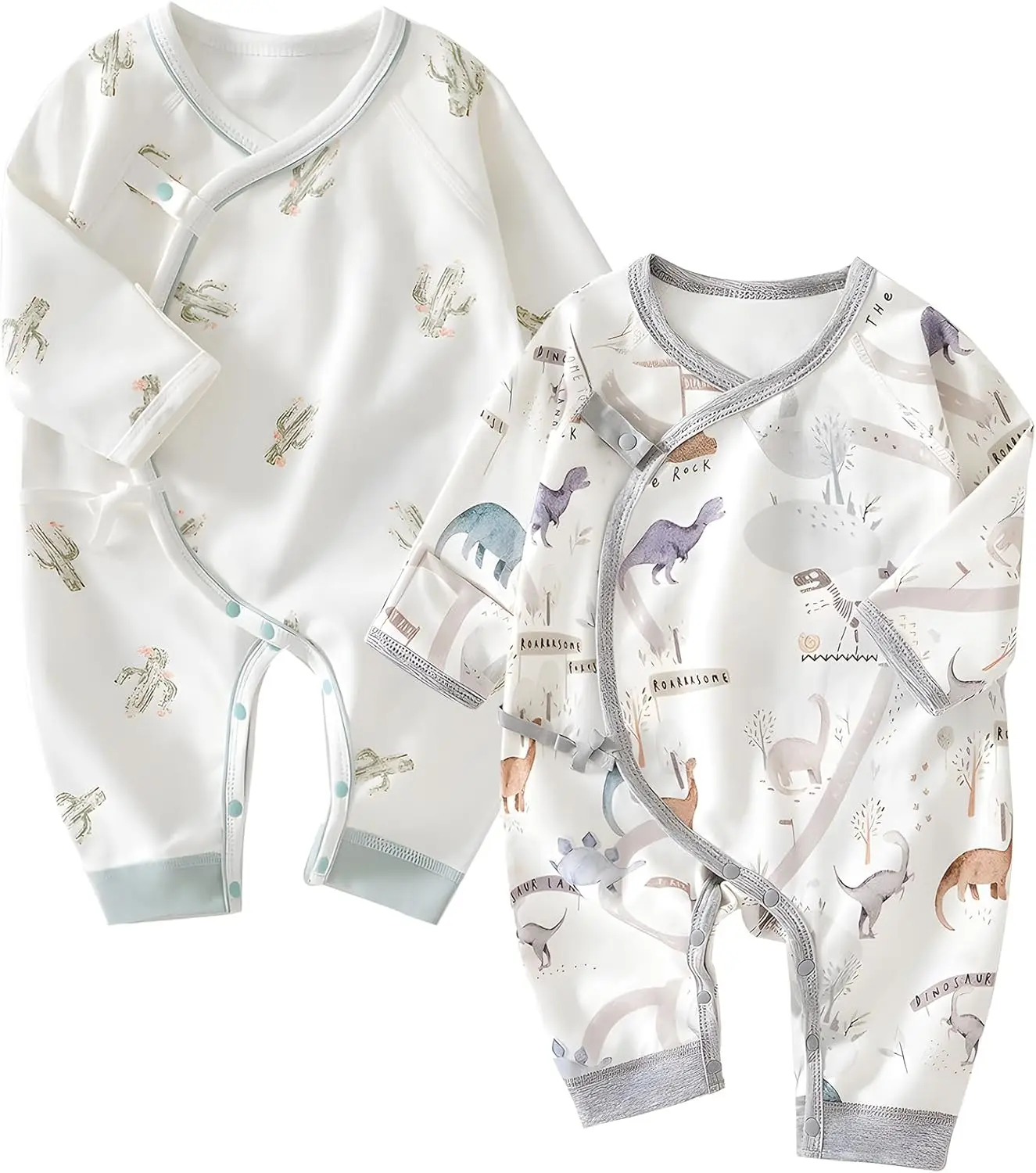 100% Organic Cotton Soft 0-6 Months 2-Piece Unisex Footless Newborn Baby Sleepers Pajamas Romper Boys Girls