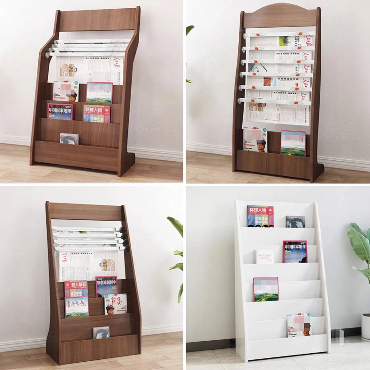

AL newspaper rack, newspaper rack, wooden information rack, floor-to-ceiling magazine