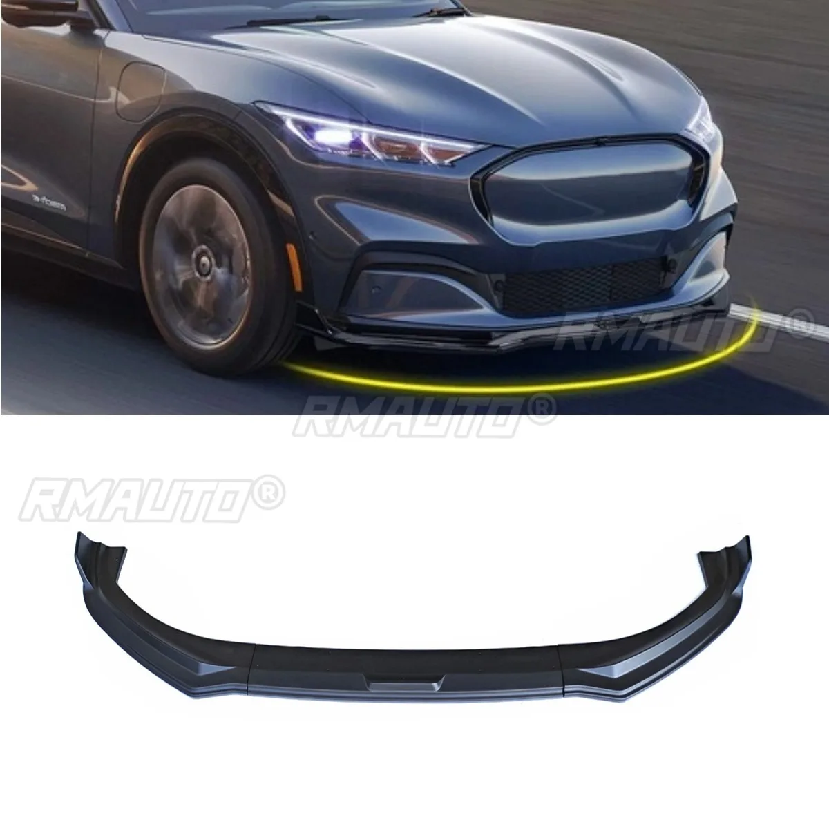 Car Front Bumper Lip Splitter Diffuser Spoiler Body Kit for Ford Mustang MACH-E 21-22 Protector Bumper Guard Car Accessories