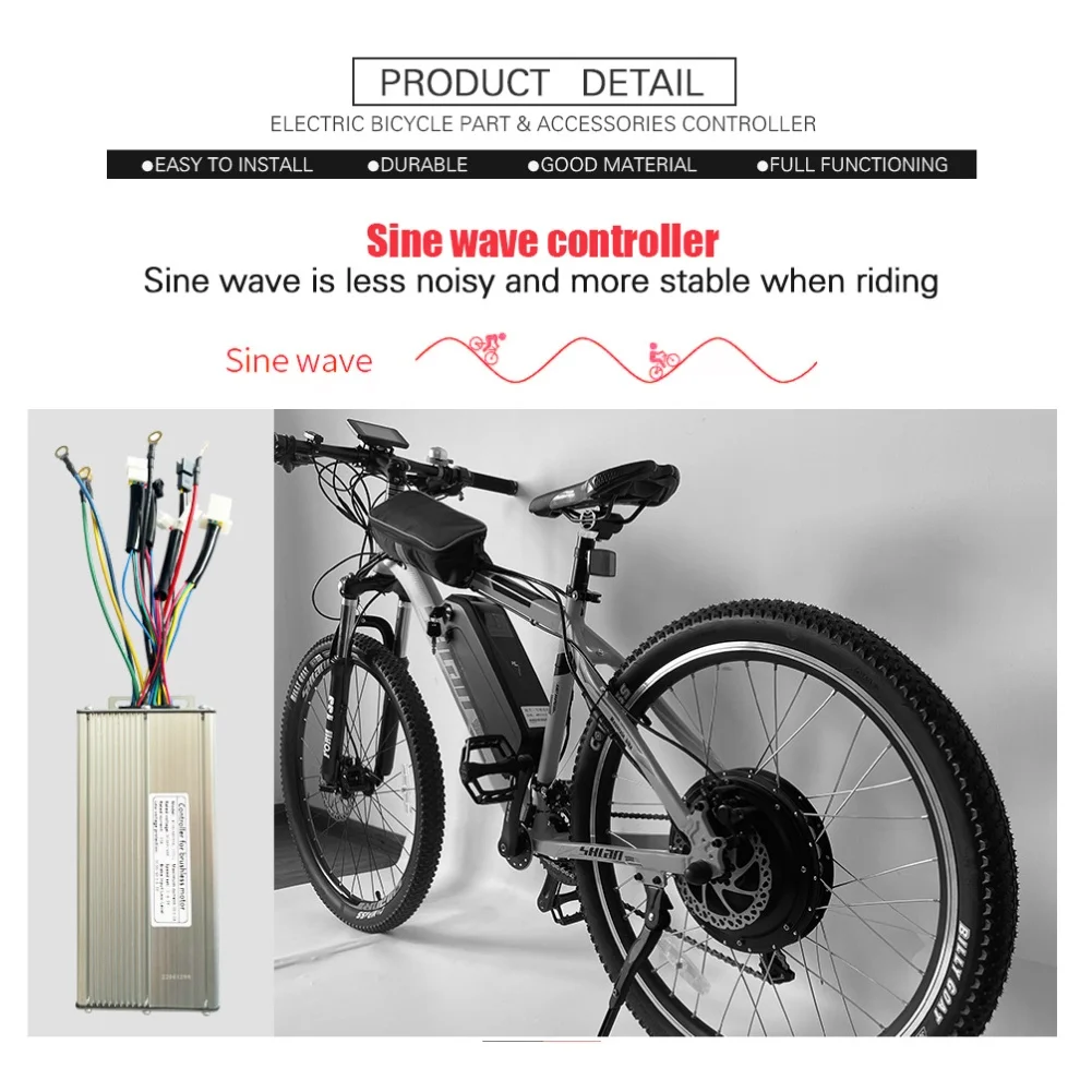 Compact 3648V For KT30A Controller for Ebike For 1000W Motor Sinewave with Lightline Cable PAS Throttle E Brake