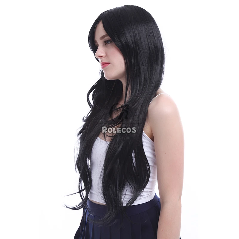 ROLECOS Beyond the Boundary Mitsuki Nase Cosplay Wigs Mitsuki Nase 80cm Long Straight Black Wig Heat Resistant Synthetic Hair