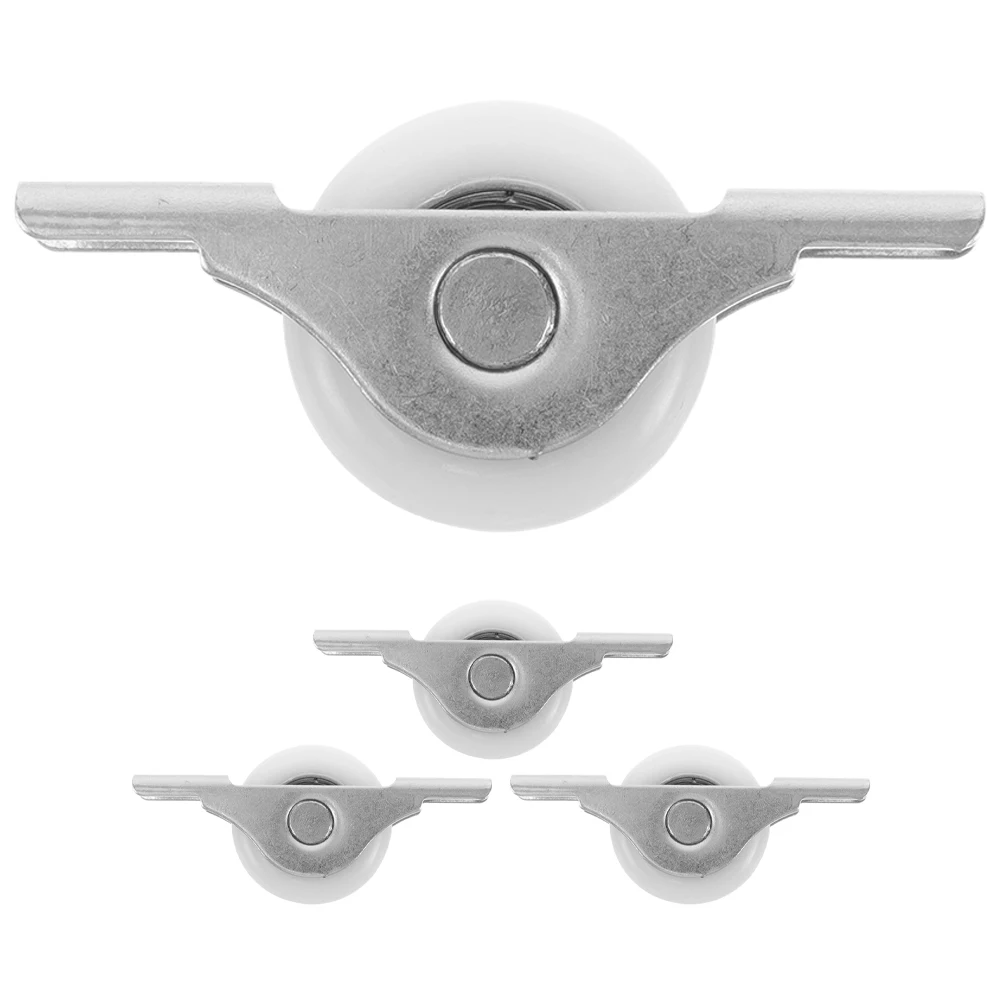 

4pcs Door Window Pulley Furniture Garage Rollers Sliding Closet Cabinet Wheels Scroll U Shaped Groove Smooth Rolling