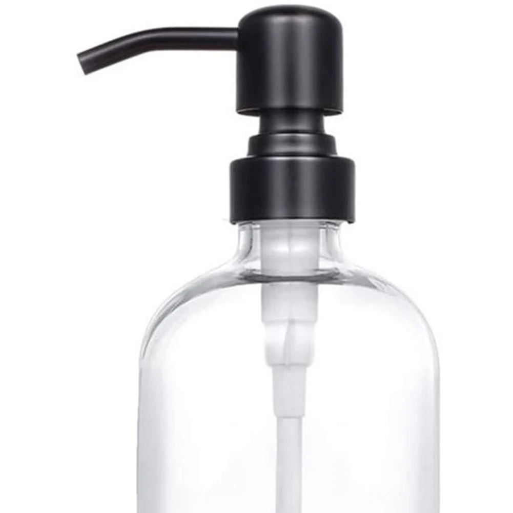 ABHU Soap Dispenser 16OZ,2 PCS Clear Glass Soap Dispenser With Stainless Steel Pump For Bathroom Kitchen