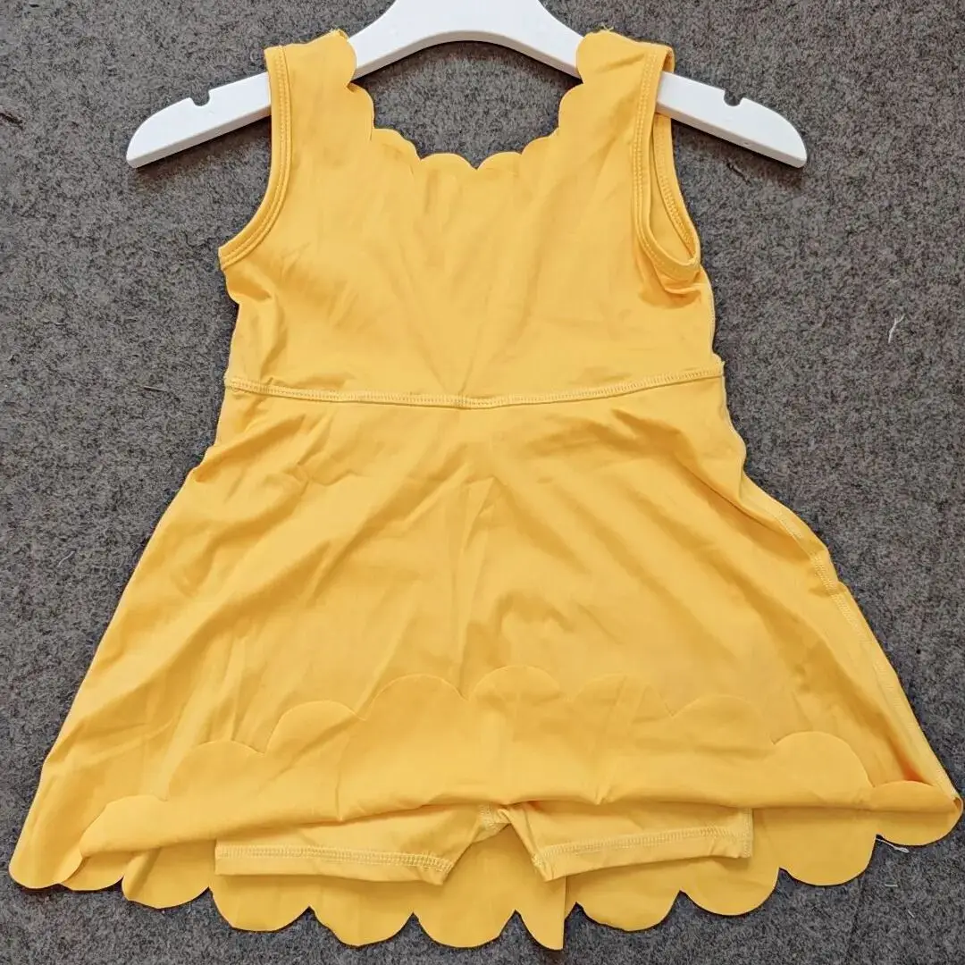 

8.15 Baby Girls Blue Ice-cream Drip Yoga Skort Knee Length Dress Boutique Baby Girls Mustard Sleeveless Yoga Knee Length Dresses