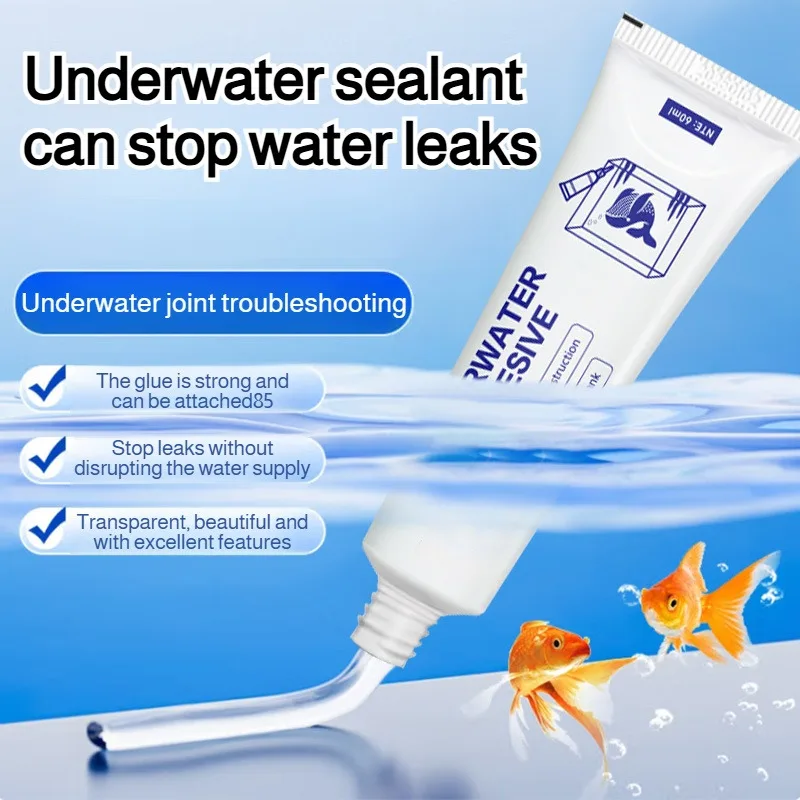 Waterproof Sealant No Hurt Fish Tank Repair Water Adhesive Plastic Pipe Underwater Sealant 60g Transparent Waterproof Glue