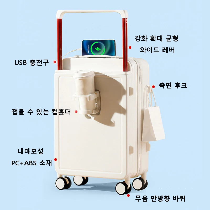 Good-looking Wide Handle Travel Luggage Suitcase Rolling Spinner Wheels Hardside Secret Lock 20 22 24 Inch for Student Using