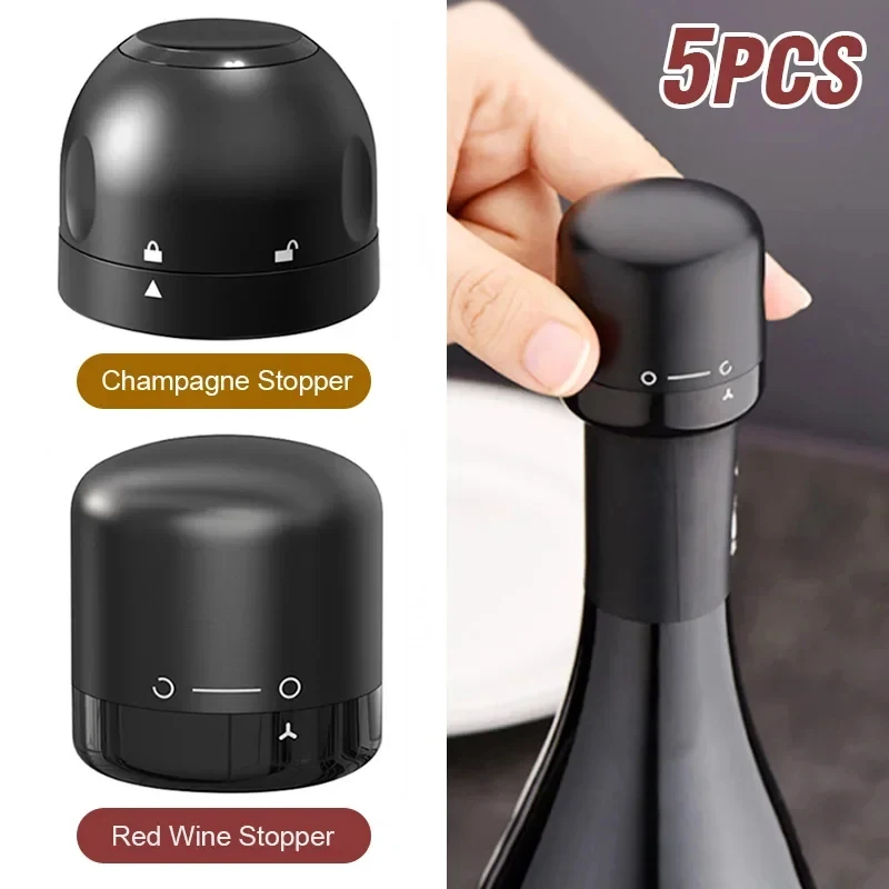 1-5pcs Vacuum Sealed Wine Bottle Plug Champagne Stopper Leak-Proof And Fresh Bottle Cap Wine Corks Bar Accessories Supplies