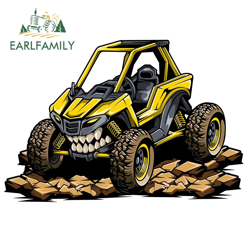 EARLFAMILY 13cm x 11.1cm for Quad Bike In Desert Car Stickers Truck Decal DIY Anime Waterproof Vehicle Bumper 3D Window Decor