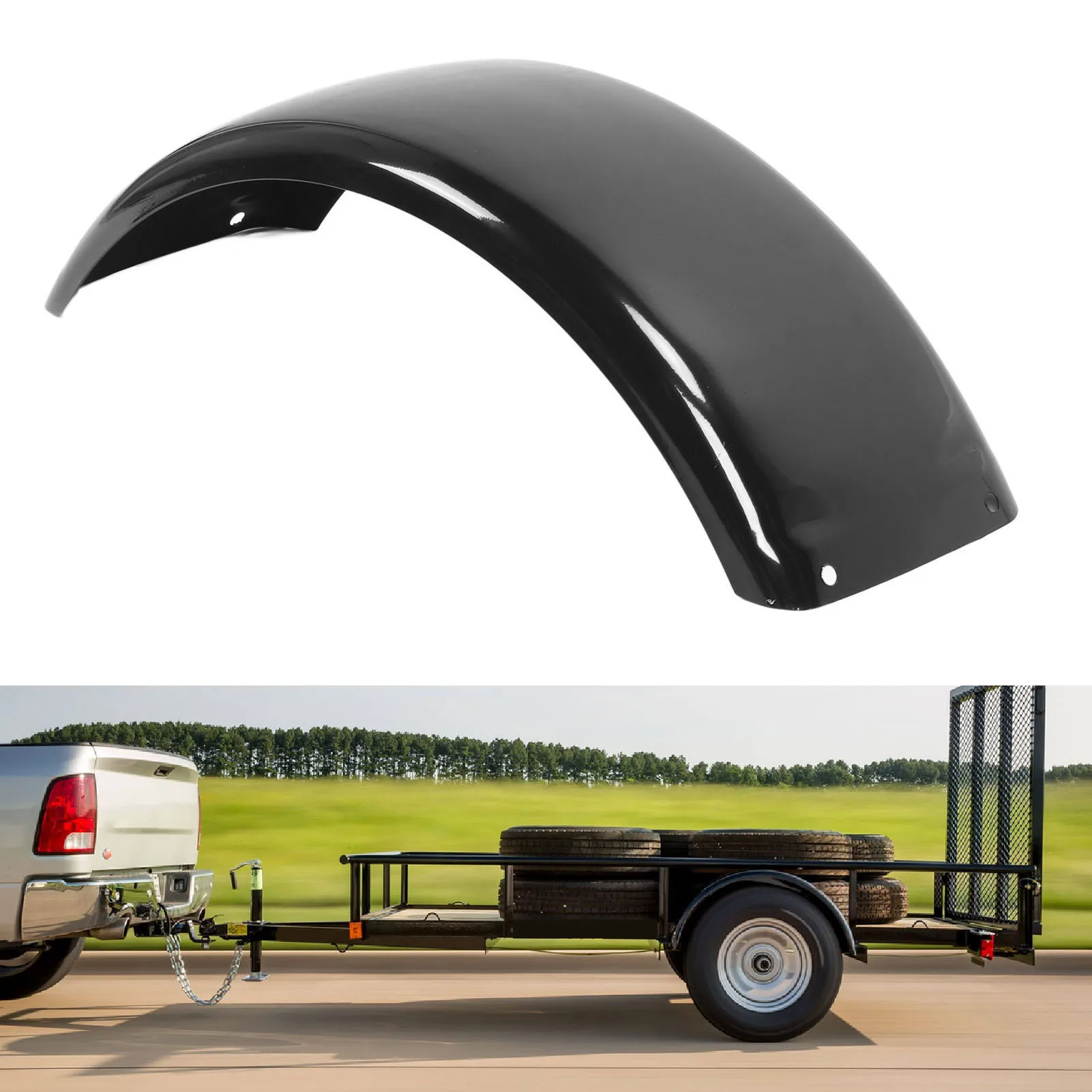 

13-дюймовое крыло прицепа, крыло колеса прицепа, черное, простая установка для колес диаметром 13 дюймов, одноосный прицеп, яхта, квадроцикл