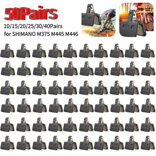 Pastillas de freno de disco para bicicleta de montaña, piezas de resina semimetálicas para SHIMANO M375, M445, M446, 10/15/20/30/40/50 pares