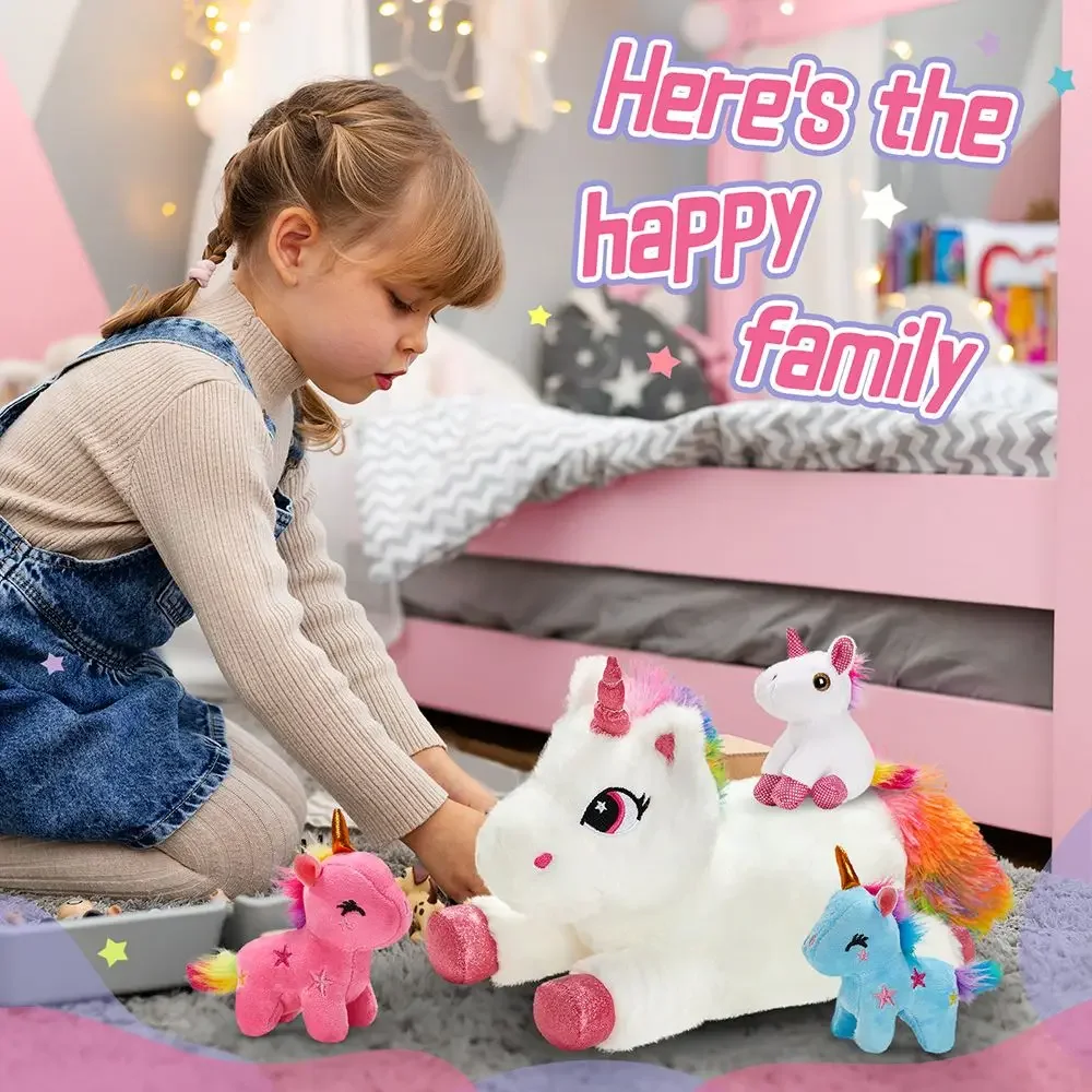 Rainbow Unicorn Doll Set peluche cuscino carino unicorno madre e bambini vestito animali di peluche cuscini regalo per bambini morbido