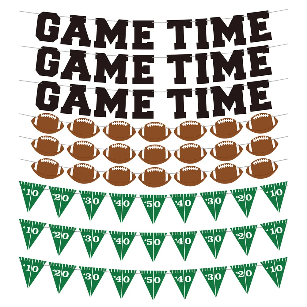 

3 Sets American Football Banner Football Bunting Birthday Party Decorations Sports Theme Party Supplies Wall Hanging Garland For