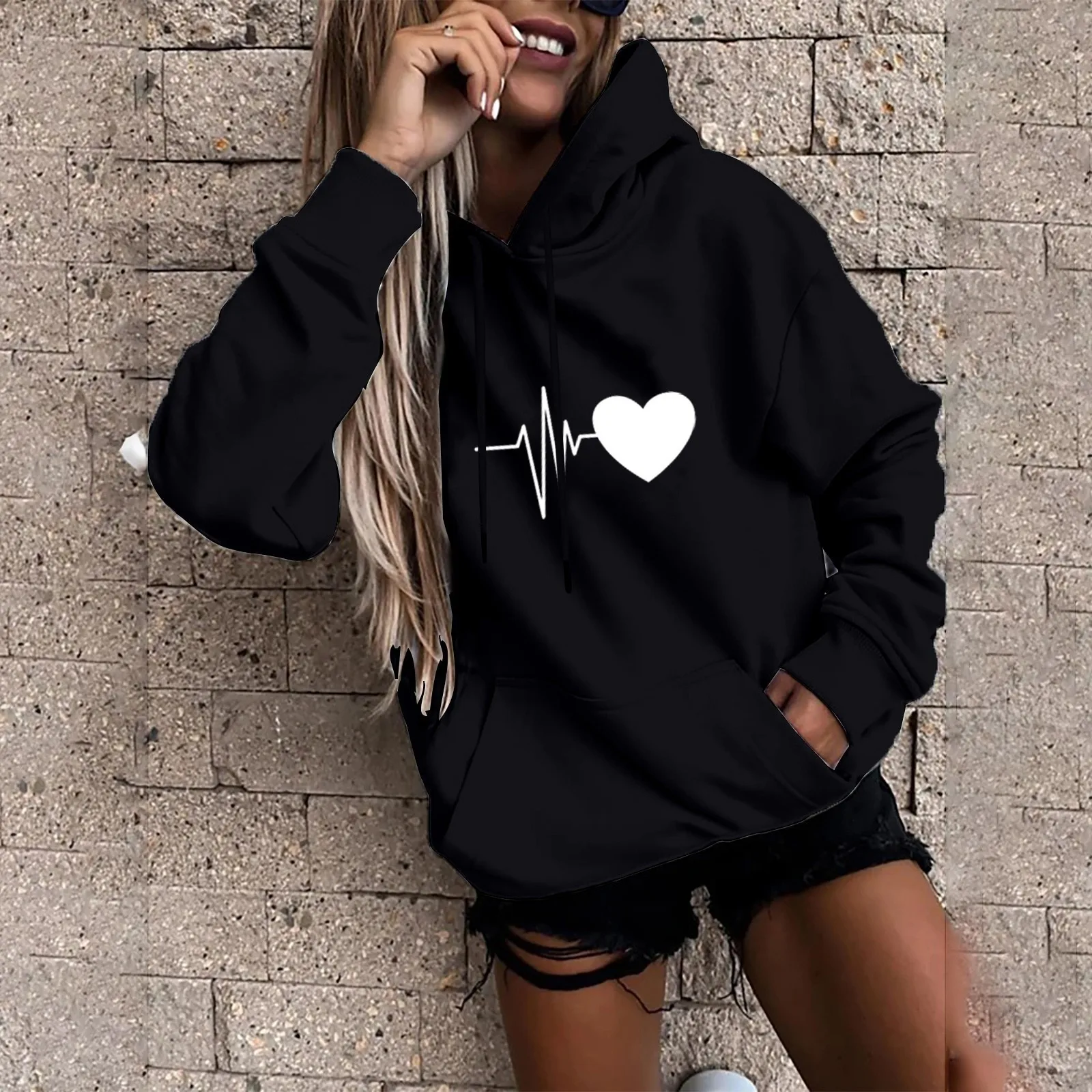 

2025 Creative Letter Love Pattern European and American Men's and Women's Spring and Autumn Hoodies Loose Fashion Hoodies
