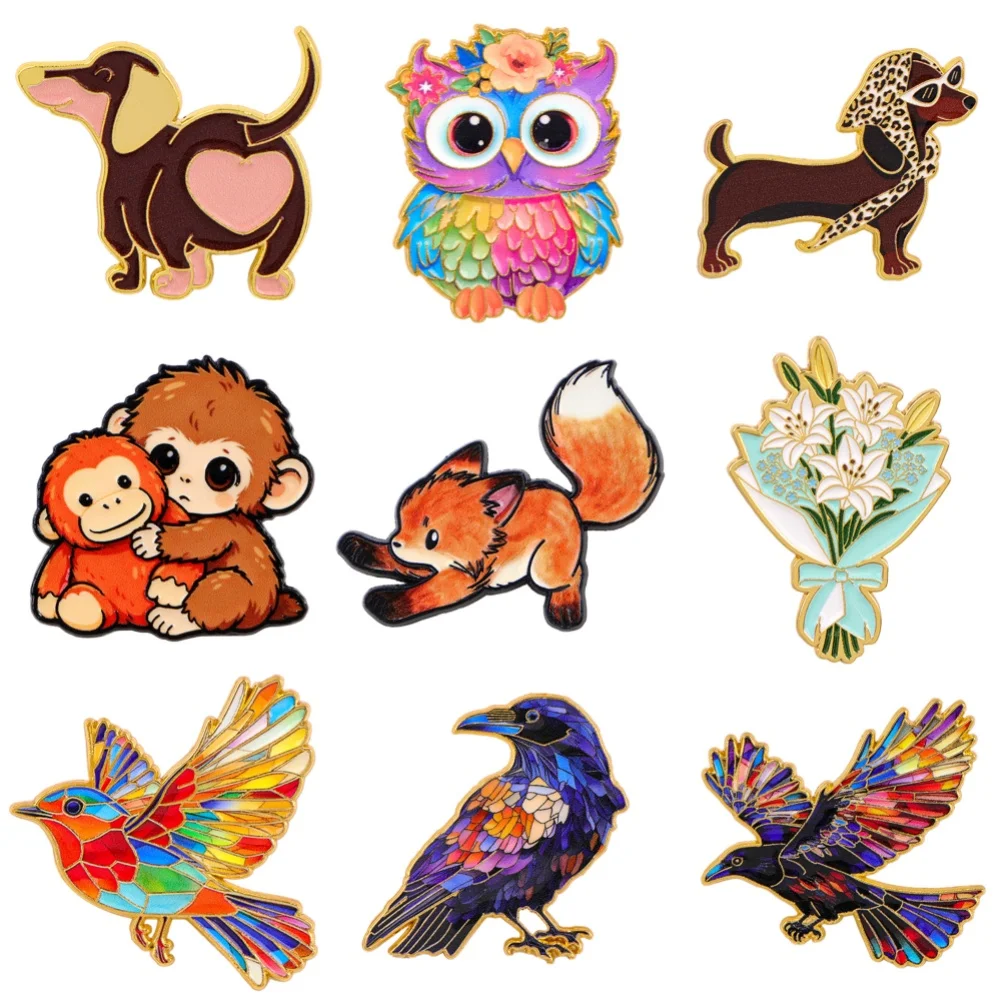 Cute Monkey Enamel Pin Cartoon Fox Brooch For Coat Women's Brooches Fashion Lapel Badges Jewelry Gift for Friends