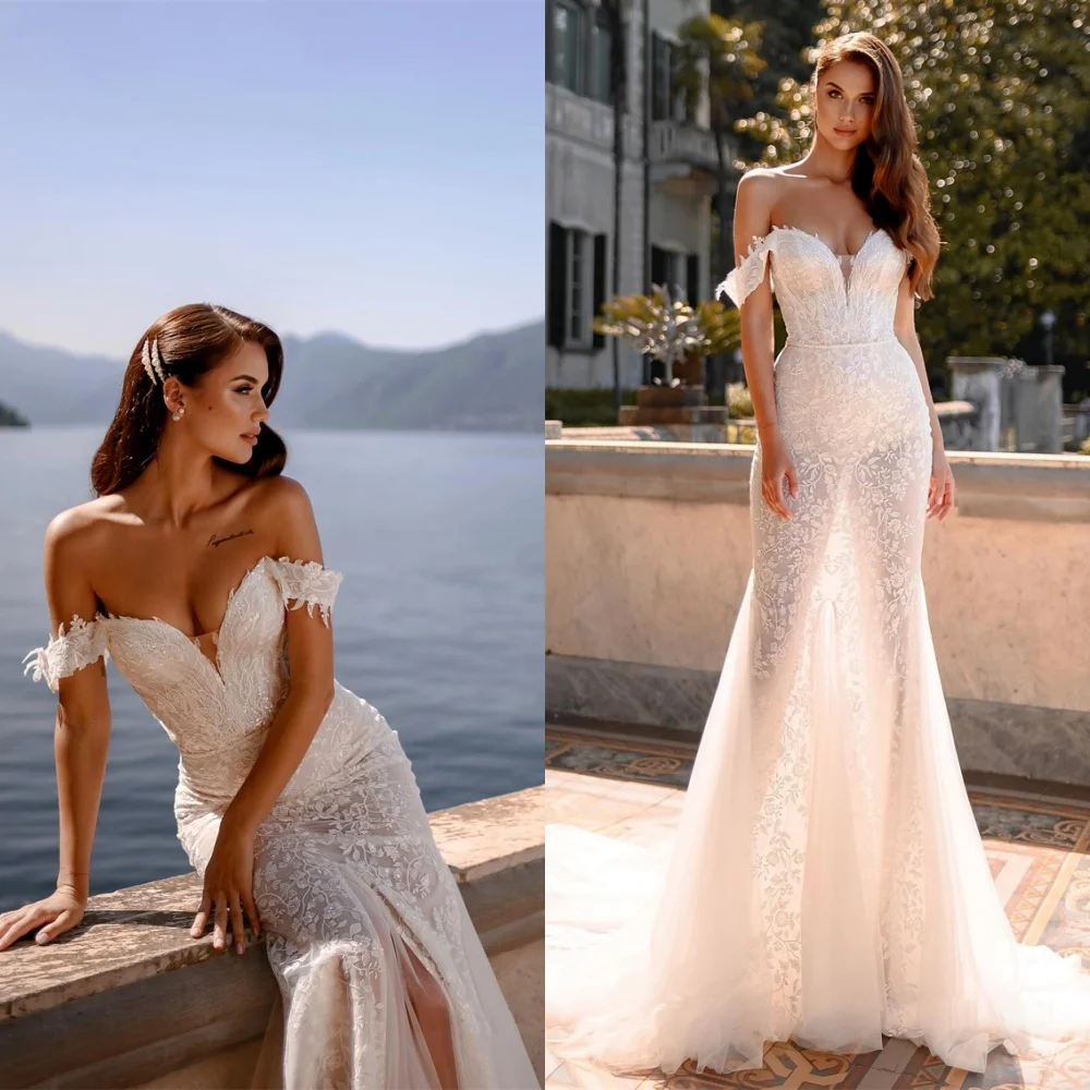 

Customized Elegant White Organza Wedding Dress Exquisite Strapless Sleeveless Bridal Gowns Delicate Mermaid Vestido De Novia