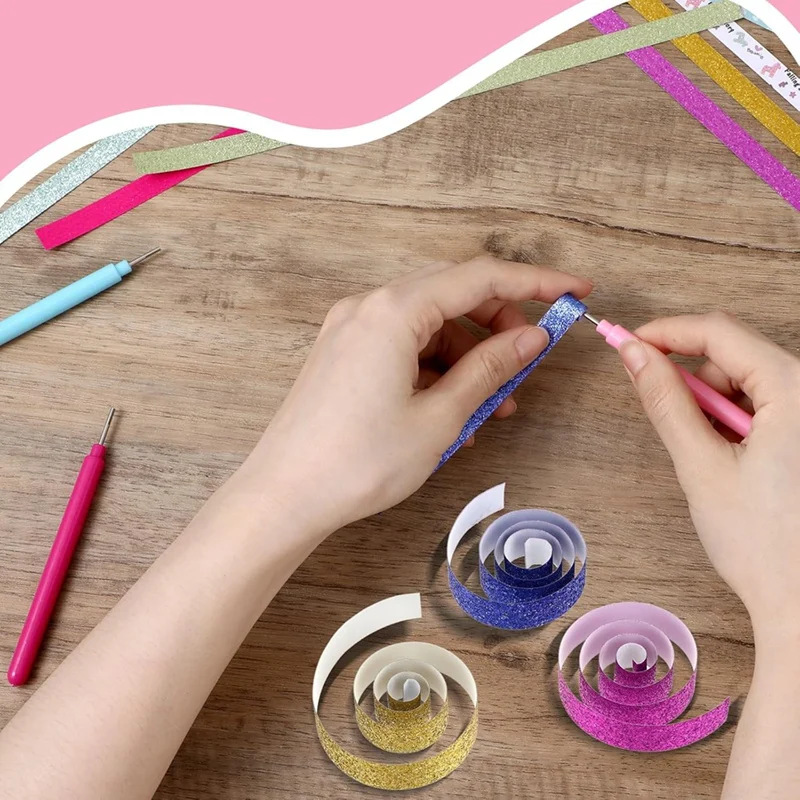 Profitez du nouveau Kit de Quilling 4 pièces, outil de Quilling pour l'artisanat de fleurs en papier, bande de papier colorée, stylo à aiguille, bricolage, fabrication de cartes