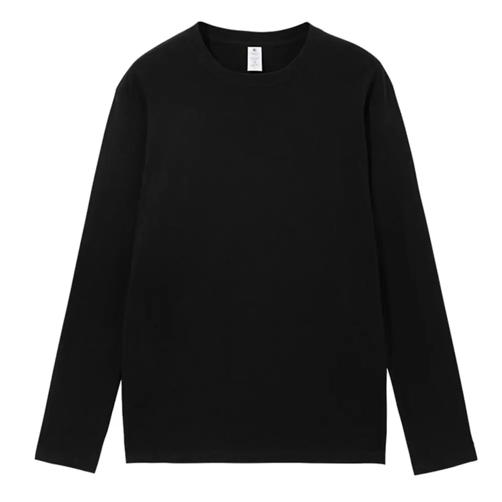 Black Men Long Sleeve T-Shirt Slight Stretch Fabric Vacation Top Casual Wear O Neck Style Regular Clothing Length