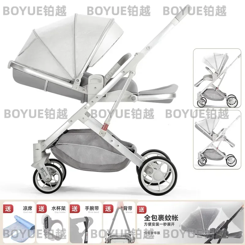 for Baby Stroller Two-Way Lightweight Folding High Landscape Newborn Children Trolley Sunshade Four Wheels Foldable
