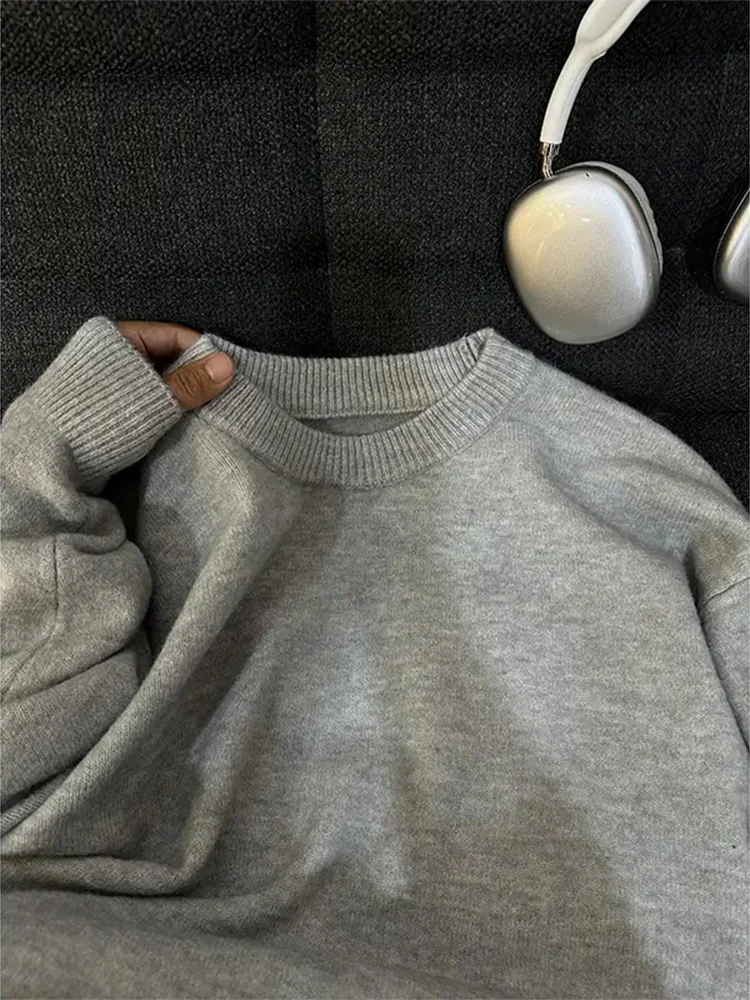 

Light ey round Ne Knitwear Men's Sle Autumn Winter Inner Wear Base Layer Sweater Cleanfit Couple's Woolen Sweater