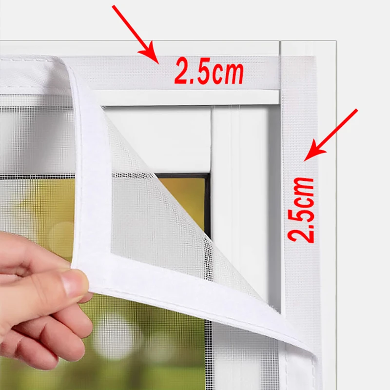 Biały ， Wiele rozmiarów ， Samoprzylepne moskitiery wielokrotnego użytku na zamek błyskawiczny do okien ， Zasłona przeciw komarom ， Tiul ， Letnia siatka