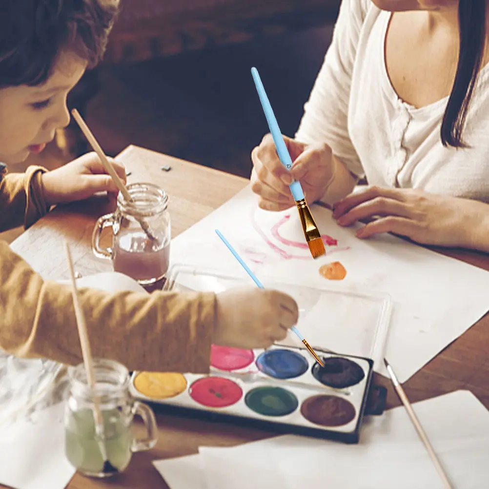 

Набор профессиональных кистей для рисования, 10 шт., двухцветные, высококачественный нейлоновый ворс, деревянная алюминиевая ручка, для акрила, масла, акварели, гуаши