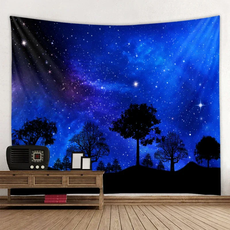 Night sky ocean tapestry 3D magical fantasy starry sky tapestry wall hanging bedroom living room dormitory wall art decoration