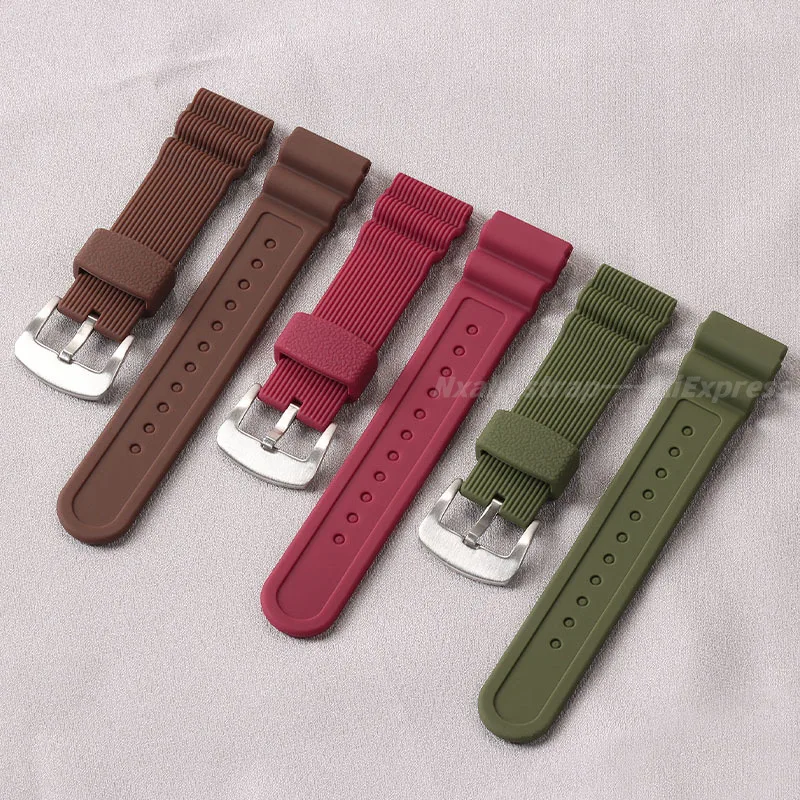 22mm Silicone Strap for Seiko No. 5 PROSPEX Canned Red Tooth Abalone Watchband Sports Waterproof Band Men Woman Universal Strap