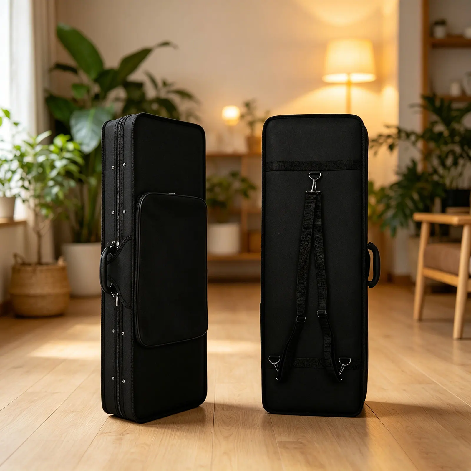 Violin Square Case Oxford Fabric Padded Double Shoulder Straps Large Capacity 1/4 2/4 3/4 4/4 Size for Violin Band Performance