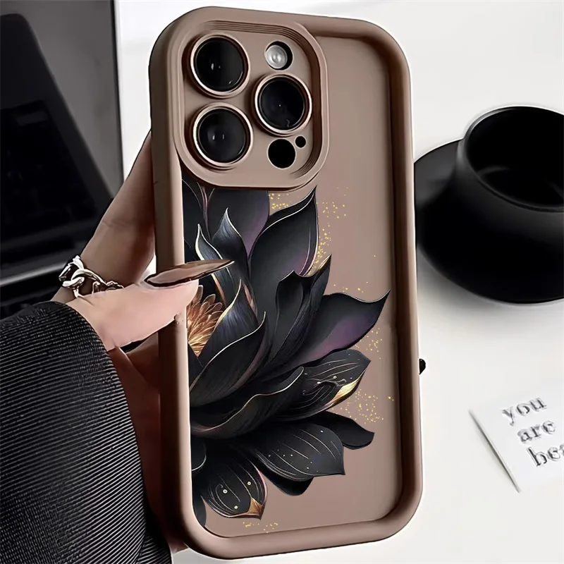 Funda de teléfono de silicona líquida para iPhone 16 Pro Max Funda iPhone 11 13 14 15 12 XS X XR 7 8 Plus SE 16promax 15promax fundas de flores