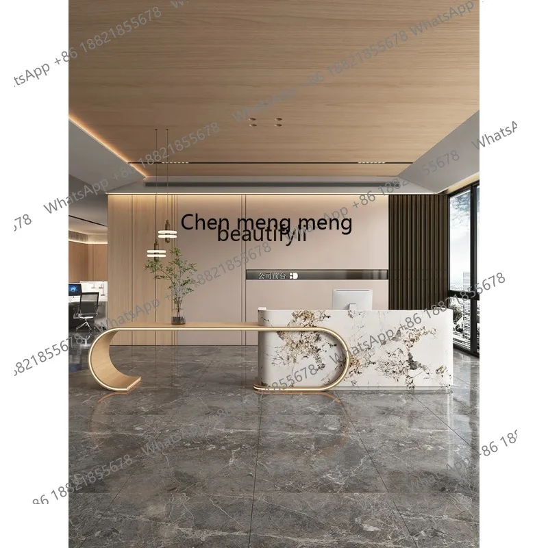 S7486 ss Modern Minimalist Company Front Desk Hotel Lobby Reception Desk Beauty Salon Club Bar New Chinese Cashier