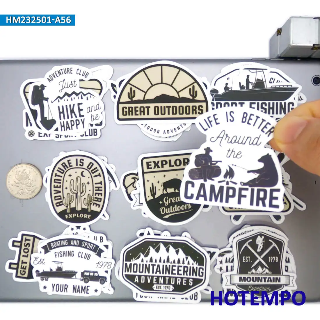 20/30/56PCS Retro Trip Stickers Hike Fishing Climbing Camping Travel Decals for Motorcycle Car Bike Luggage Laptop Phone Sticker