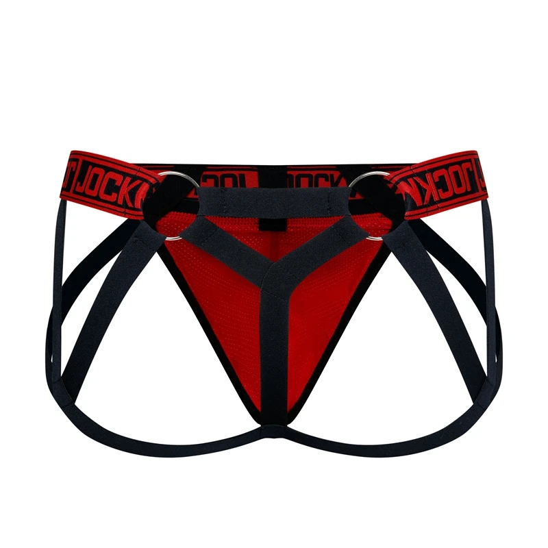 JOCKMAIL Sexy Men Bondage Underwear Jockstrap Mesh G String Elastic Hollow Lingerie Thong T-back Gay Sissy Underwear Penis Pouch