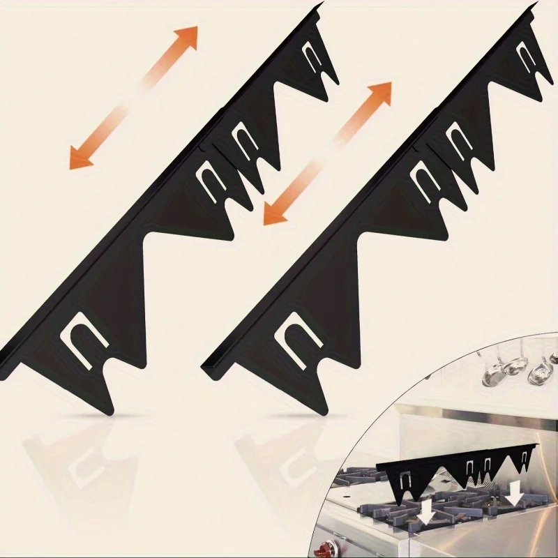 

Heat-Resistant Stove Gap Covers, 2pcs Black Stainless Steel. Easy Clean, Expandable 13.8-27.5", Seamless Fit for Kitchen Stove.