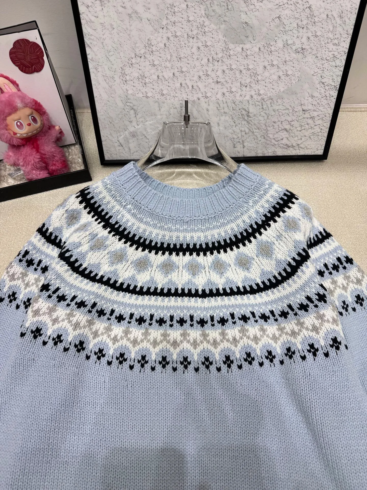 느슨한 니트 캐주얼 울 라운드 넥 스웨터 여성 가을 ​​겨울 패션 자카드 풀오버 탑 편안한 긴 소매 C239