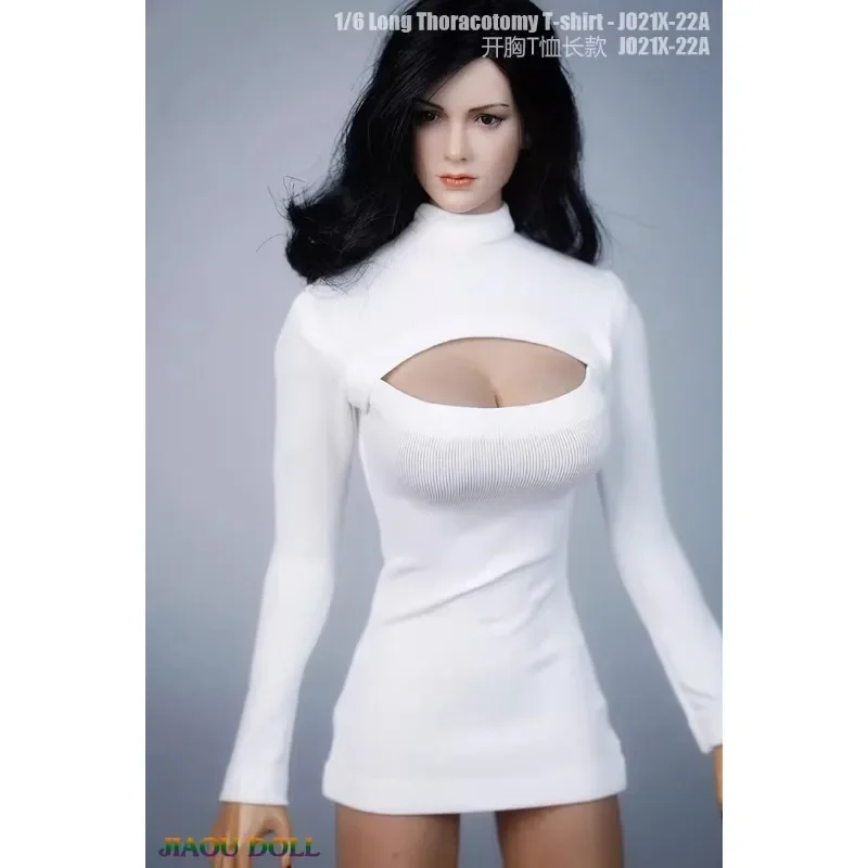 IC1010 1/6 Scale JO21X-22 Long Sleeve Open-chest T-shirt Dress Pleated Skirt SA043 Model Fit 12'' Female Soldier Body Doll