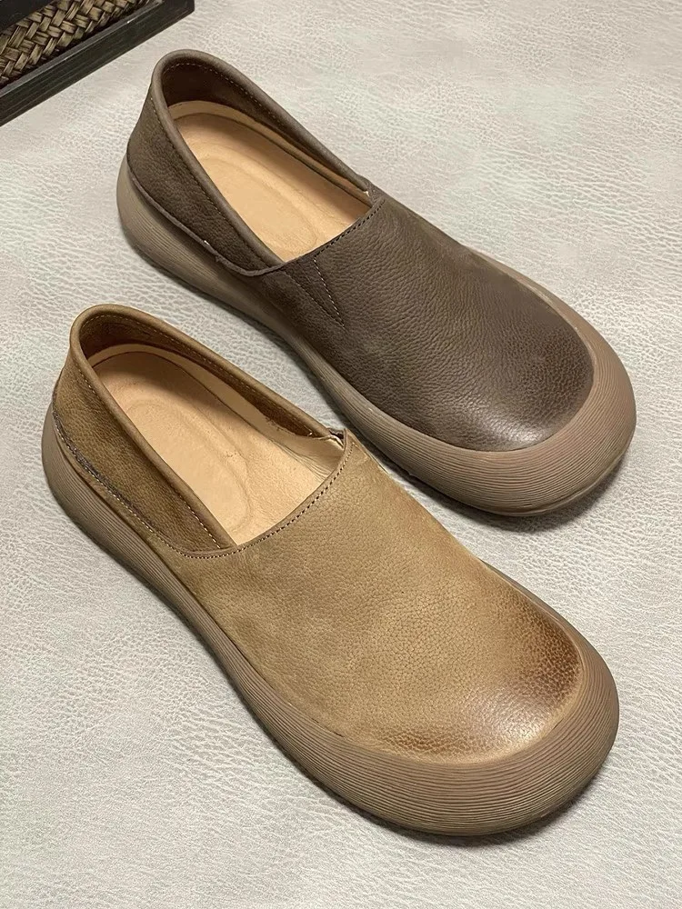 

Comfortable Breathable Casual Men's Bean oes Soft Leather Bot No Odor Faionable Summer New Arrival Loers Slip-On